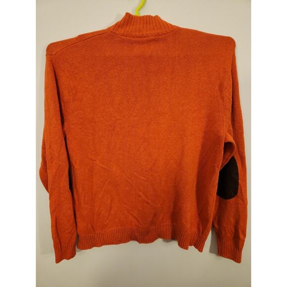 Chaps Sweater Mens 2XL Orange Elbow Pads Long Sleeve 1/4 Button Pullover Heavy - Picture 4 of 9